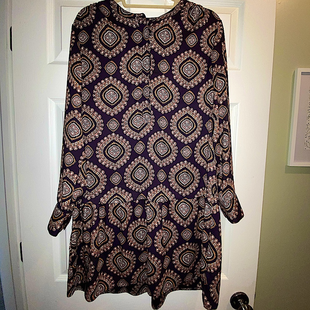 Women’s Loft Navy Blue and Gold Dress